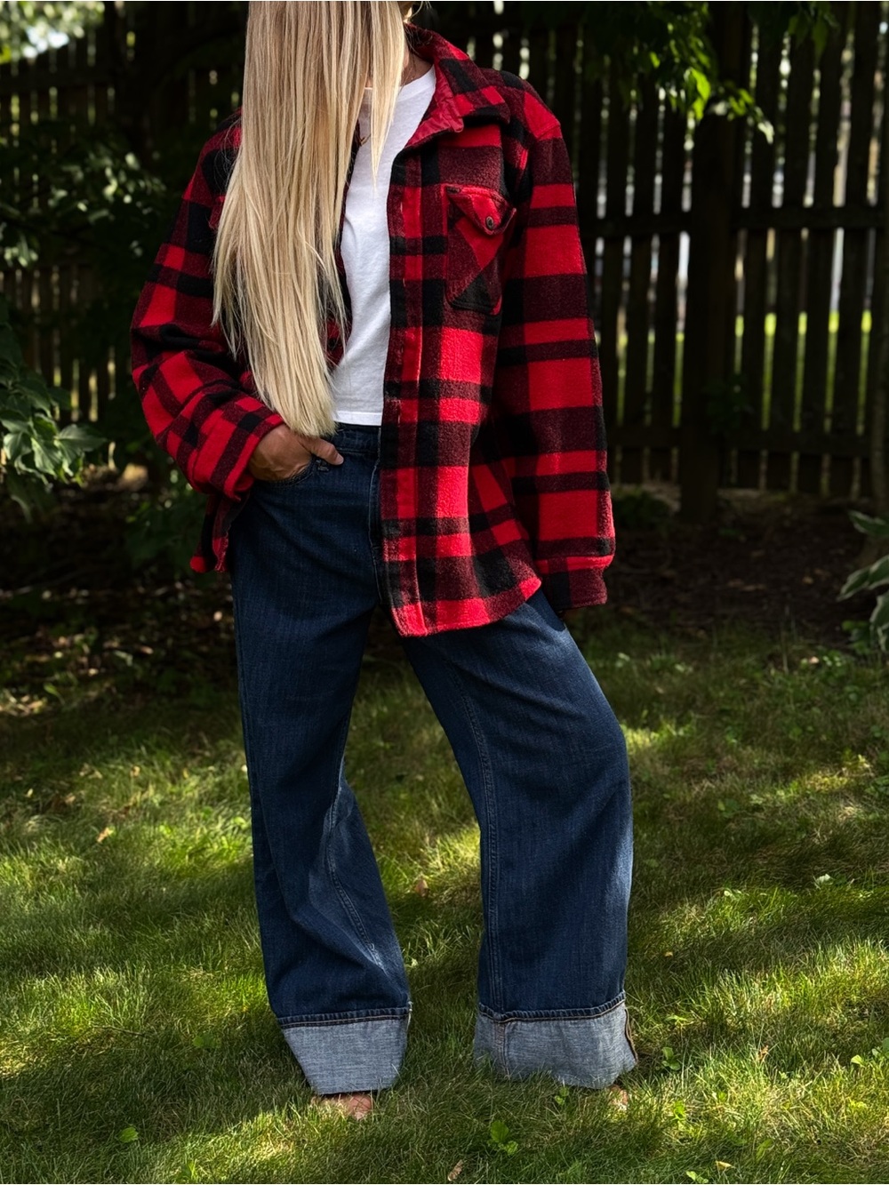 Unisex Red & Black Wool Flannel C.P.O. Jacket